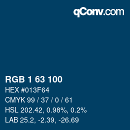 カラーコード: RGB 1 63 100 | qconv.com