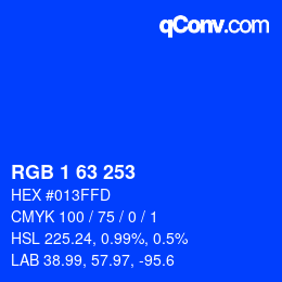 Color code: RGB 1 63 253 | qconv.com