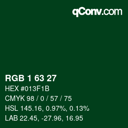 Color code: RGB 1 63 27 | qconv.com