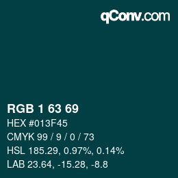 Color code: RGB 1 63 69 | qconv.com