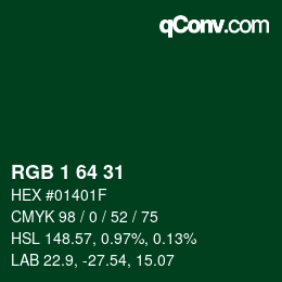Color code: RGB 1 64 31 | qconv.com
