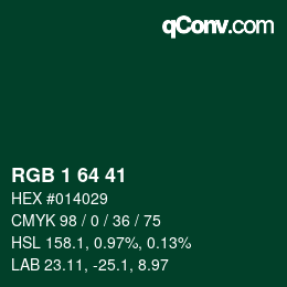 Color code: RGB 1 64 41 | qconv.com