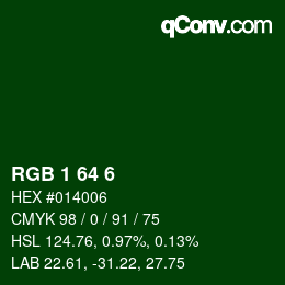 Color code: RGB 1 64 6 | qconv.com