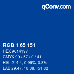 カラーコード: RGB 1 65 151 | qconv.com