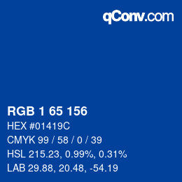 カラーコード: RGB 1 65 156 | qconv.com