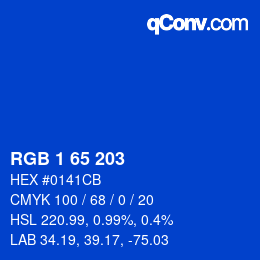 Color code: RGB 1 65 203 | qconv.com