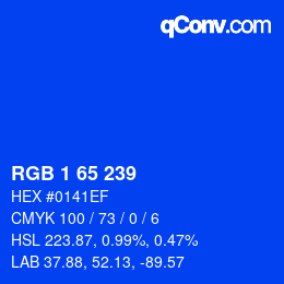 颜色代码: RGB 1 65 239 | qconv.com