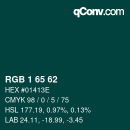 Color code: RGB 1 65 62 | qconv.com