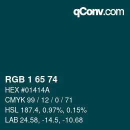 カラーコード: RGB 1 65 74 | qconv.com