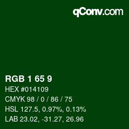 カラーコード: RGB 1 65 9 | qconv.com