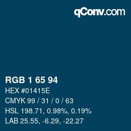Color code: RGB 1 65 94 | qconv.com