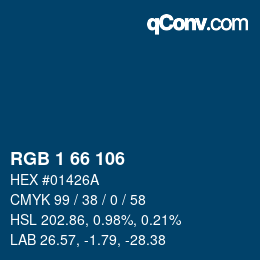 Color code: RGB 1 66 106 | qconv.com