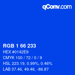 Color code: RGB 1 66 233 | qconv.com