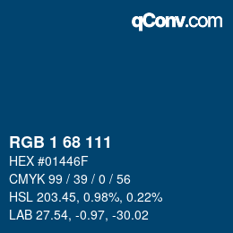 Color code: RGB 1 68 111 | qconv.com