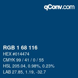 カラーコード: RGB 1 68 116 | qconv.com