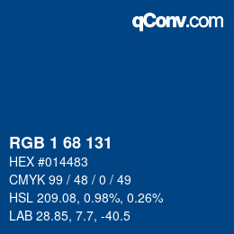 カラーコード: RGB 1 68 131 | qconv.com