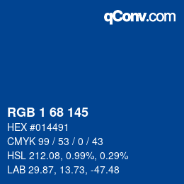 Color code: RGB 1 68 145 | qconv.com