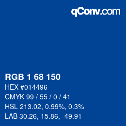 Color code: RGB 1 68 150 | qconv.com