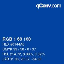 カラーコード: RGB 1 68 160 | qconv.com