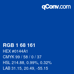 Color code: RGB 1 68 161 | qconv.com