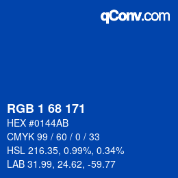 Color code: RGB 1 68 171 | qconv.com