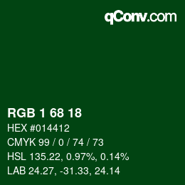 Color code: RGB 1 68 18 | qconv.com