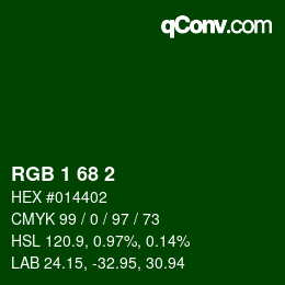 Color code: RGB 1 68 2 | qconv.com