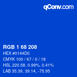 Color code: RGB 1 68 208 | qconv.com