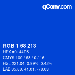 カラーコード: RGB 1 68 213 | qconv.com