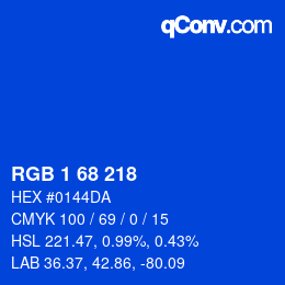 カラーコード: RGB 1 68 218 | qconv.com