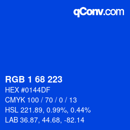 Color code: RGB 1 68 223 | qconv.com