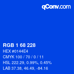 Color code: RGB 1 68 228 | qconv.com