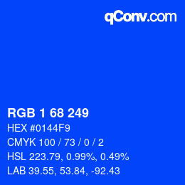 カラーコード: RGB 1 68 249 | qconv.com
