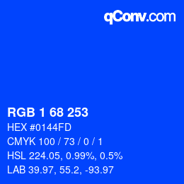 Color code: RGB 1 68 253 | qconv.com