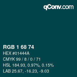 カラーコード: RGB 1 68 74 | qconv.com