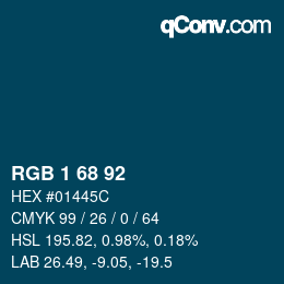 カラーコード: RGB 1 68 92 | qconv.com
