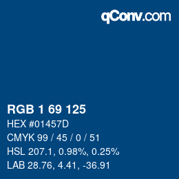 Color code: RGB 1 69 125 | qconv.com