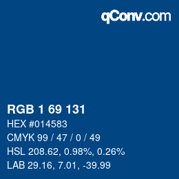 Color code: RGB 1 69 131 | qconv.com