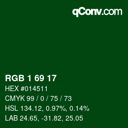 Color code: RGB 1 69 17 | qconv.com