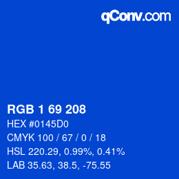 Color code: RGB 1 69 208 | qconv.com