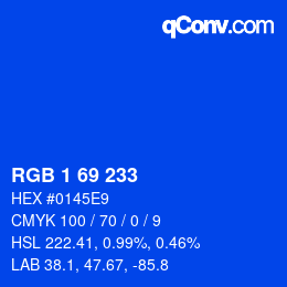 Color code: RGB 1 69 233 | qconv.com