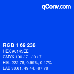 Color code: RGB 1 69 238 | qconv.com