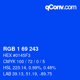 Color code: RGB 1 69 243 | qconv.com