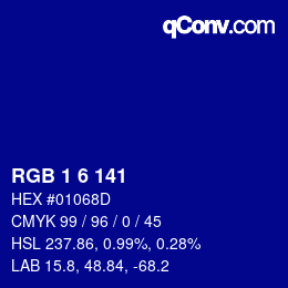 Color code: RGB 1 6 141 | qconv.com