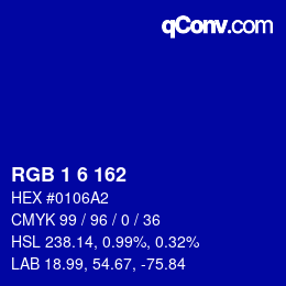 Color code: RGB 1 6 162 | qconv.com