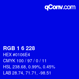 Color code: RGB 1 6 228 | qconv.com