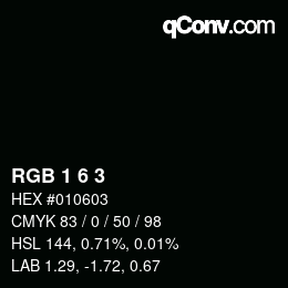 颜色代码: RGB 1 6 3 | qconv.com