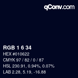Color code: RGB 1 6 34 | qconv.com