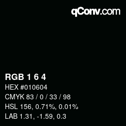 颜色代码: RGB 1 6 4 | qconv.com