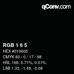 カラーコード: RGB 1 6 5 | qconv.com